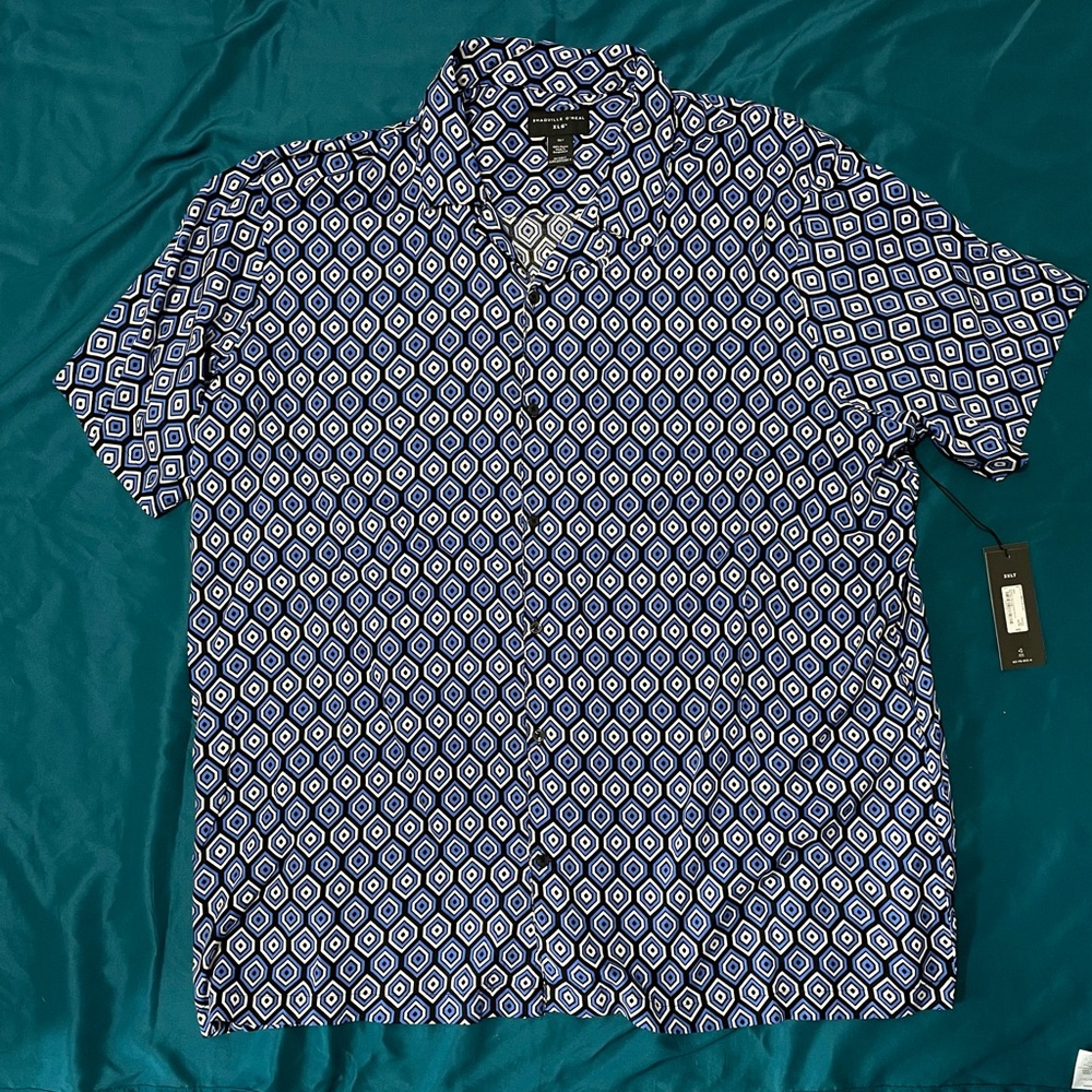 blue 3xlt shaquille o’neal button up NWT